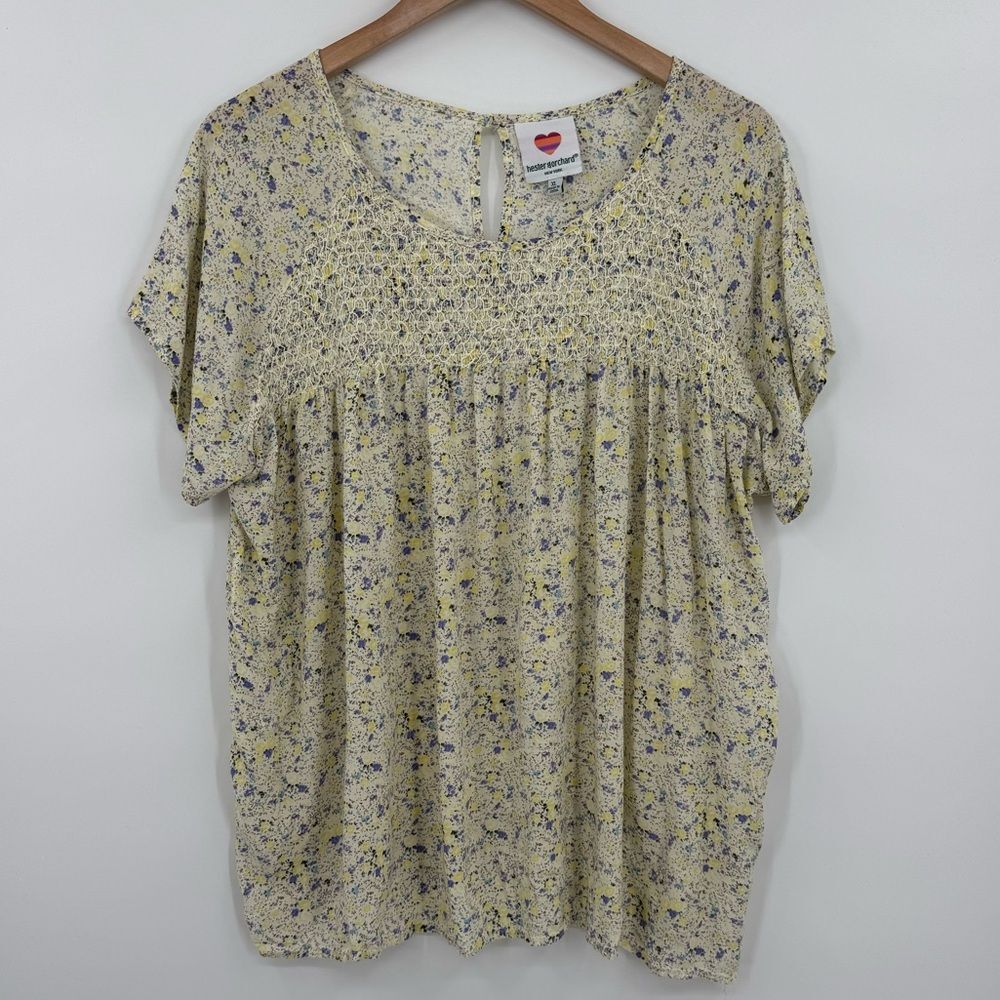 Hester & Orchard Floral Smocked Babydoll Top XL